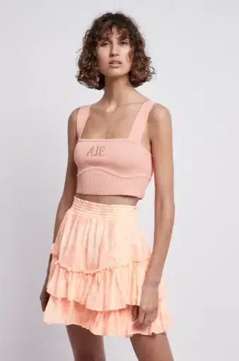 Aje Textural Skirt and Top Set Orange Size 14