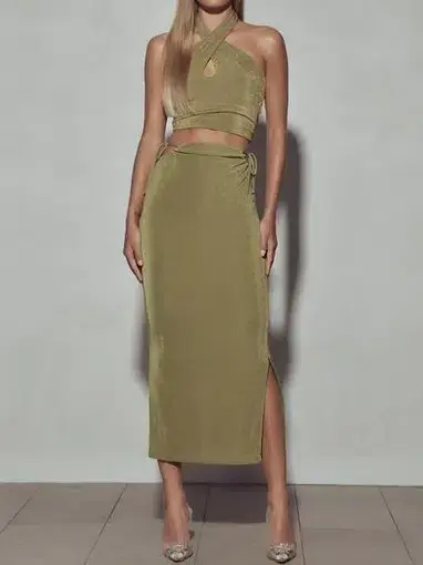 Kianna Naomi Top and Skirt Set Green Size 8