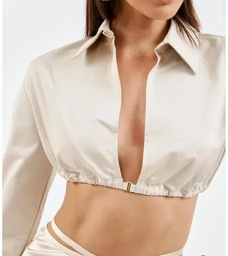 Dion Lee Cut Out Cropped Shirt Top Cream Size 6