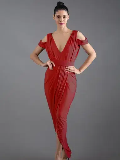 Pia Gladys Perey Darla Dress in Wine Red Size 16