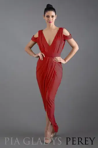 Pia Gladys Perey Darla Dress in Wine Red Size 14