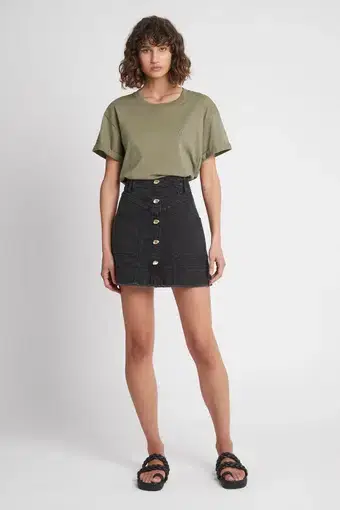 Aje Cole Denim Mini Skirt Black Size 12