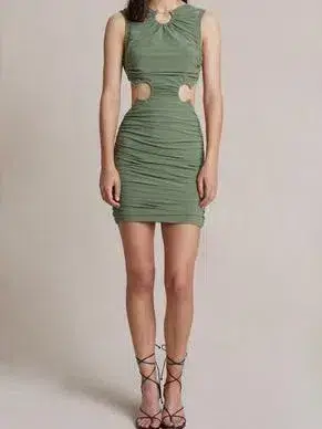Bec and Bridge Vixen Mini Dress in Olive Green Size 8