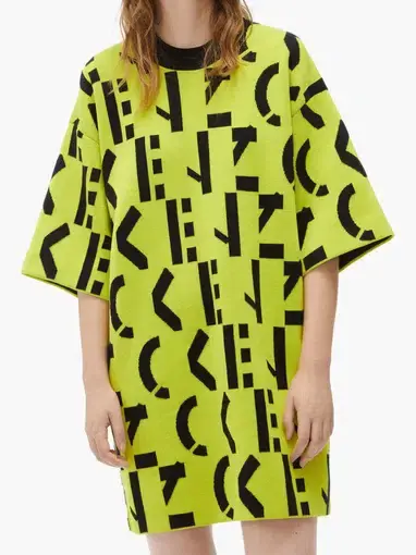 Kenzo Knitted T-shirt Dress Printed Yellow Size 6