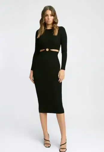 Kookai Long Sleeve Cut Out Dress Black Size 12