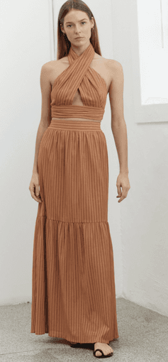Third Form Halter Top and Maxi Skirt Set Brown Size 8