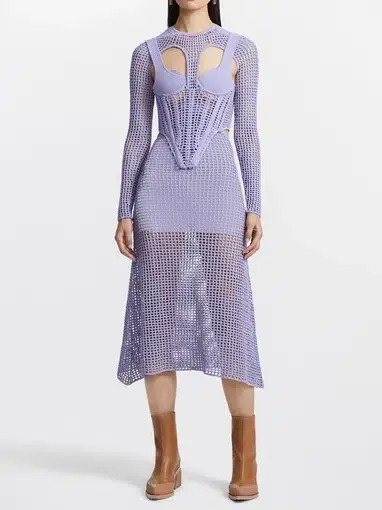 Dion Lee Stirrup Crochet Dress Lilac Size 8
