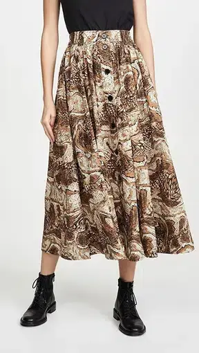 Ganni Cotton Poplin Skirt Print Size 10
