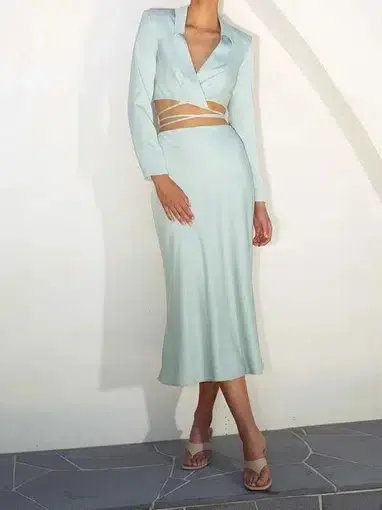 Misha Collection Maela Top and Iva Skirt Set Blue Size 8 