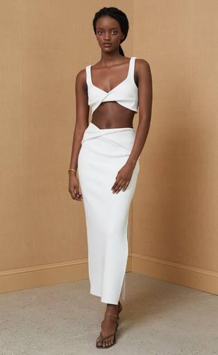 Bec & Bridge Clover Top & Midi Skirt Set Size 8 - Ivory