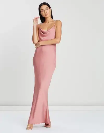 Shona Joy La Lune Bias Cowl Midi Dress in Rose Pink Size 12
