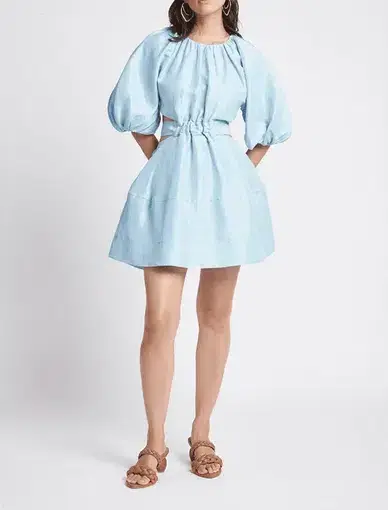 Aje Psychedelia Cut Out Mini Dress Pale Blue Size 4 