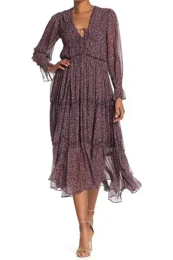 Jonathan Simkhai Eliza Floral Crinkle Chiffon Dress Print Size 12 