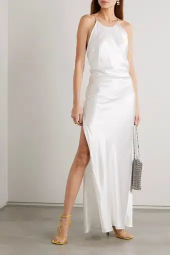 Michael Lo Sordo Georgia Open-Back Crystal-Embellished Silk-Satin Maxi Dress White Size XS