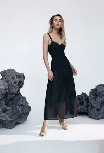 Scanlan Theodore Cotton Bralette Dress Black Size 8