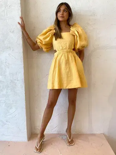 Sovere Noble Mini Dress Yellow Size 8 