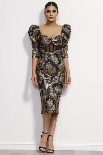 Marian Rahme Valentina Midi Dress Print Size 14