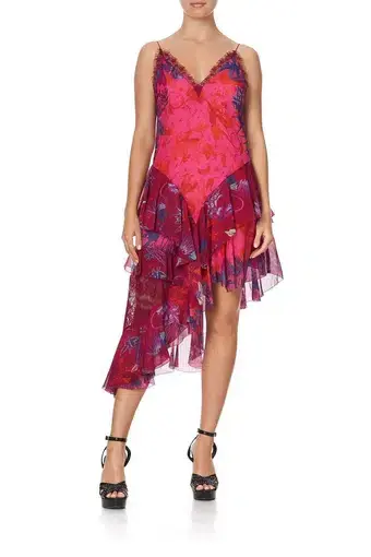 Camilla Tropic of Neon Layered Asymmetric Dress Print Size 8