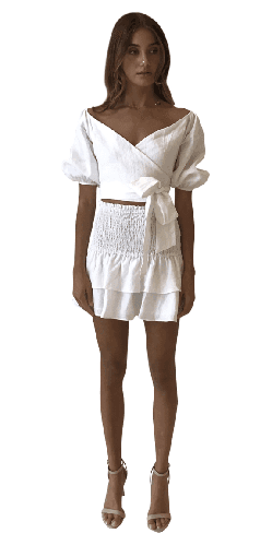By Nicola Better Together Wrap Top and Mini Skirt Set White Size 6