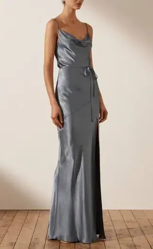 Shona Joy La Lune Bias Cowl Maxi Dress Blue Size 6