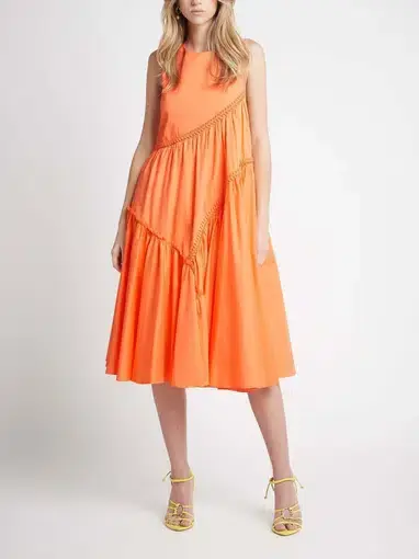 Aje Casabianca Braided Sleeveless Midi Dress Orange Size 8