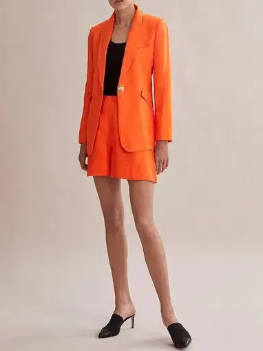 Country Road Linen Pocket Blazer and High Waist Shorts Set Orange Size 8
