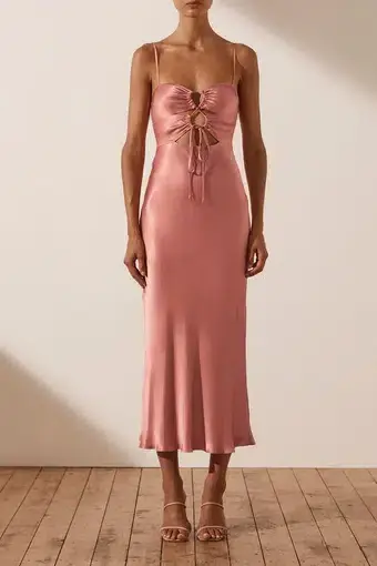 Shona Joy Eloise Lace Up Midi Dress Pink Size 6