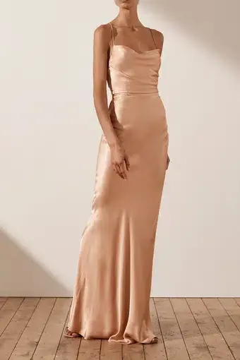 Shona Joy La Lune Lace Back Maxi Dress Desert Rose Size 10