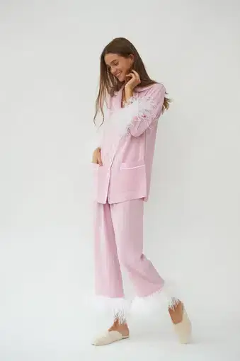 Sleeper Party Pajama Set With Feathers Pink Size 8
