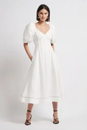 Aje Grove Midi Dress White Size 4