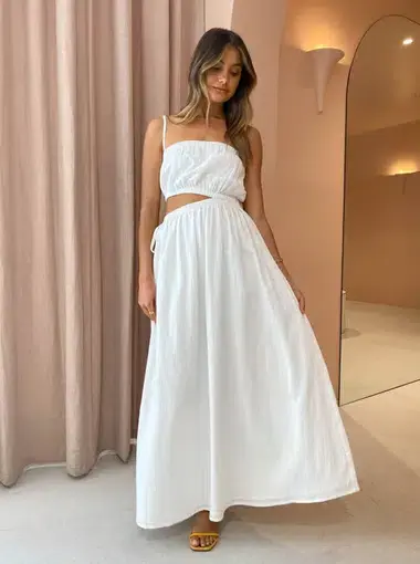 By Nicola Carnivale Elastic Waist Maxi Dress White