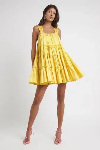 Aje Solstice Tiered Mini Dress Yellow