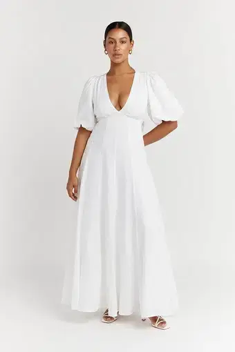 Dissh Aisle Linen Backless Dress White Size 8