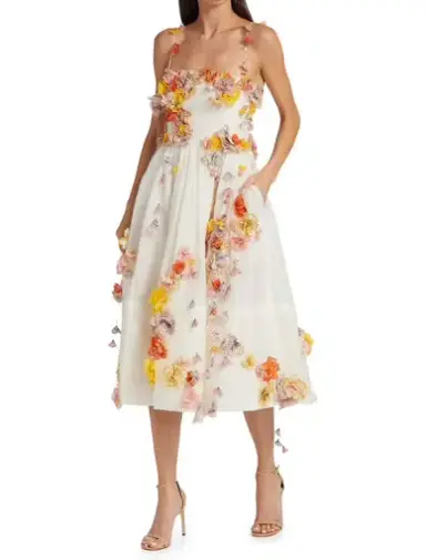Zimmermann Floral Applique Midi Dress