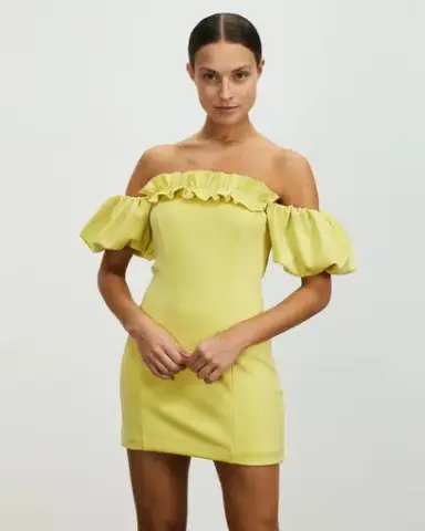 Lover Nicoletta Mini Dress Lemon Meringue Size 12 