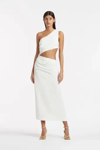 Sir The Label Clemence One Shoulder Midi Dress White