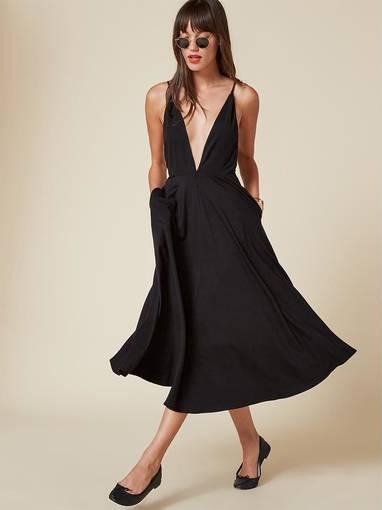 Reformation Naya Midi Dress Black size 8