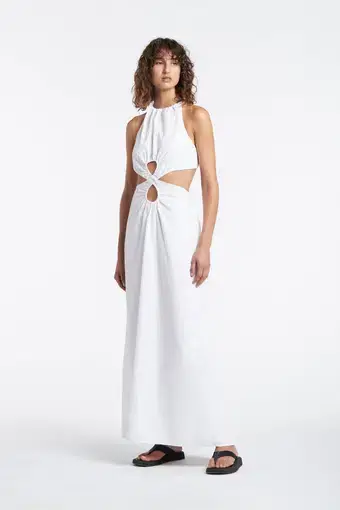 Sir the Label Coppola Cut Out Midi Dress Ivory Size 0 / AU 6