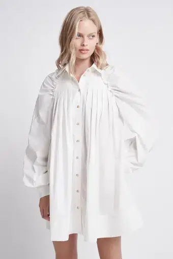 Aje Sketch Shirt Dress White Size 8