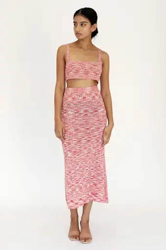 Third Form Horizon Knit Bra and Skirt Set in Pink to Red Print 6