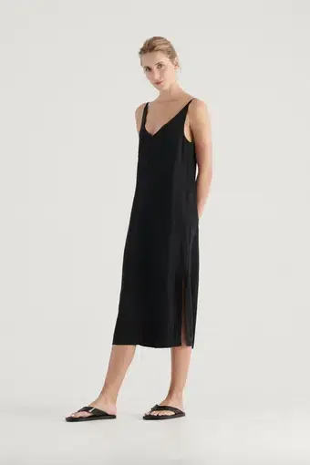 Elka Collective Suki Slip Silk Dress Black Size 10