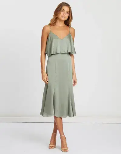Chancery Bec Cocktail Satin Dress in Sage Green Size  6