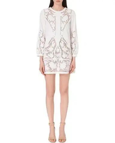 Maje Regane Embroidered Mini Dress White Size 6
