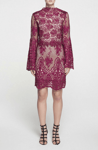 White Suede Berry Lace Shift Dress