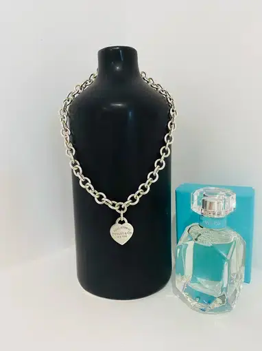 Tiffany & Co Heart Tag Chain Link Necklace Silver