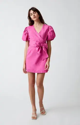 Charlie Holiday Marguax Wrap Dress in Magenta Pink