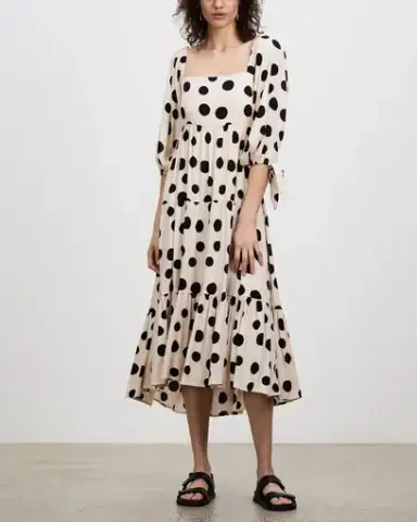 Kivari Rammy Polka Dot Midi Dress Print Size 16