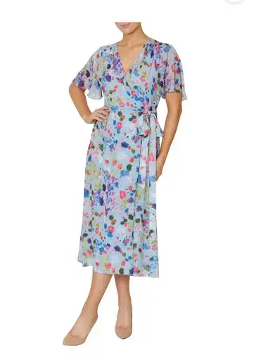 Anthea Crawford Floral Wrap Dress Print Size 8