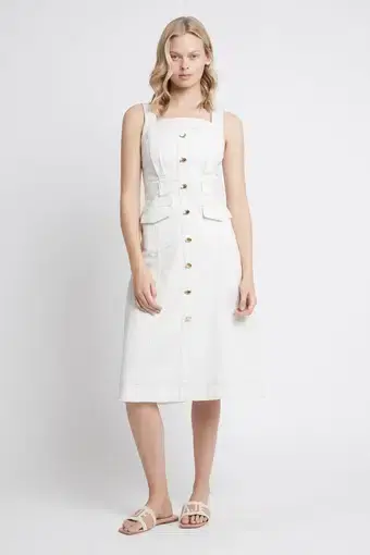 Aje Reclaim Midi Dress White Size 10