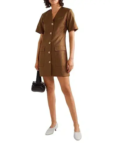 Anna Quan Portia Single Breasted Tailored Dress in Chocolate Brown